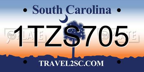 1TZS705 South Carolina License Plate
