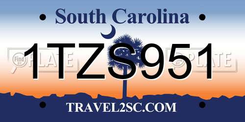 1TZS951 South Carolina License Plate