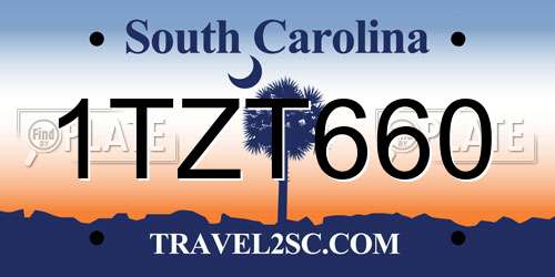 1TZT660 South Carolina License Plate