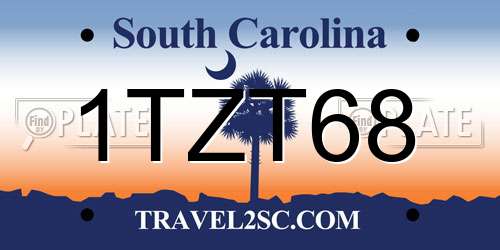 1TZT68 South Carolina License Plate