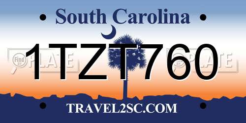 1TZT760 South Carolina License Plate