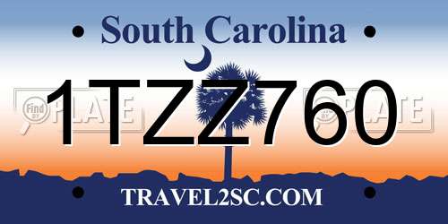1TZZ760 South Carolina License Plate