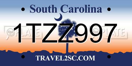 1TZZ997 South Carolina License Plate