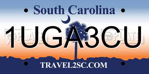 1UGA3CU South Carolina License Plate