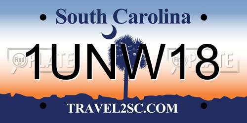 1UNW18 South Carolina License Plate