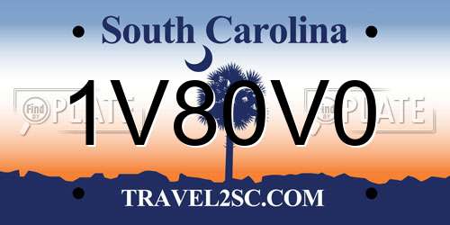 1V80V0 South Carolina License Plate