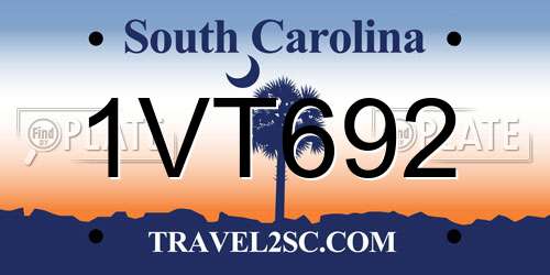1VT692 South Carolina License Plate