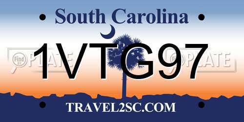 1VTG97 South Carolina License Plate