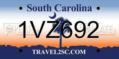 1VZ692 South Carolina License Plate