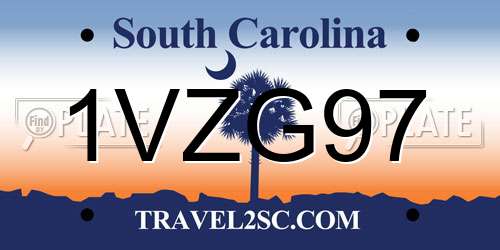 1VZG97 South Carolina License Plate