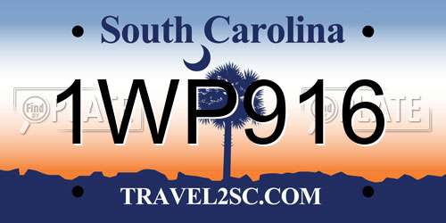 1WP916 South Carolina License Plate