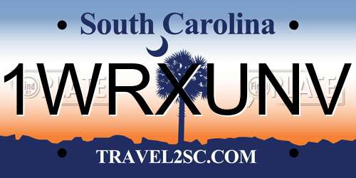 1WRXUNV South Carolina License Plate