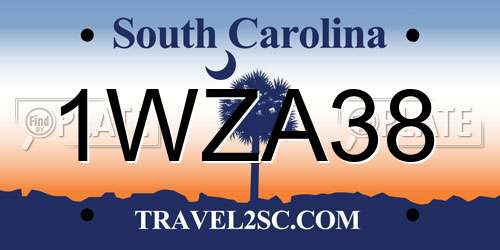1WZA38 South Carolina License Plate