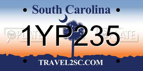 1YP235 South Carolina License Plate