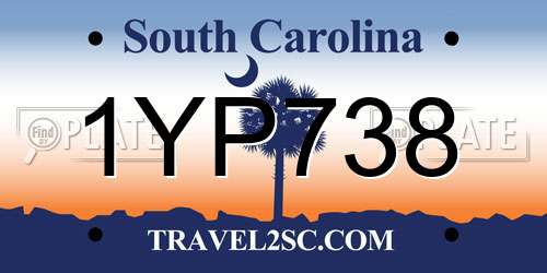 1YP738 South Carolina License Plate