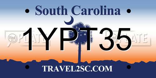 1YPT35 South Carolina License Plate
