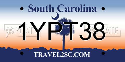 1YPT38 South Carolina License Plate