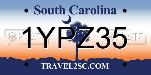 1YPZ35 South Carolina License Plate