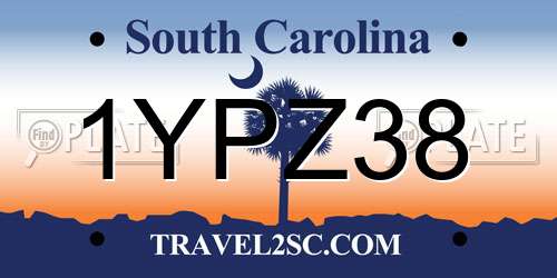 1YPZ38 South Carolina License Plate