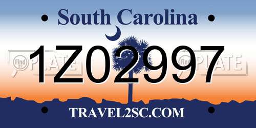 1Z02997 South Carolina License Plate