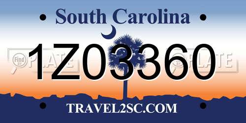 1Z03360 South Carolina License Plate