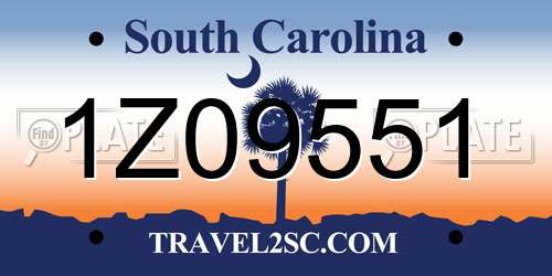 1Z09551 South Carolina License Plate
