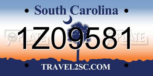 1Z09581 South Carolina License Plate