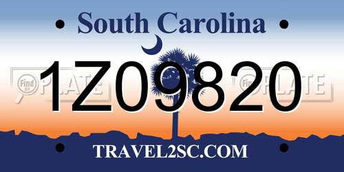 1Z09820 South Carolina License Plate