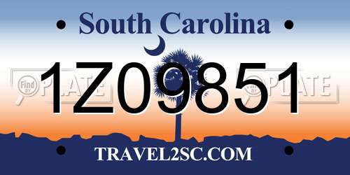 1Z09851 South Carolina License Plate