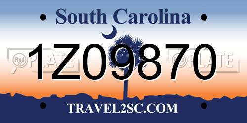 1Z09870 South Carolina License Plate