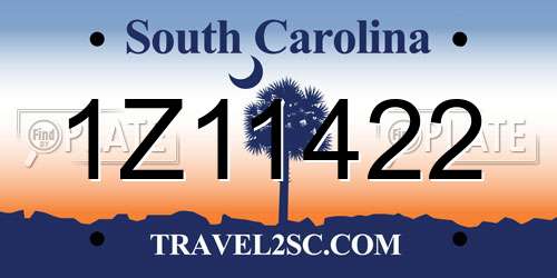 1Z11422 South Carolina License Plate