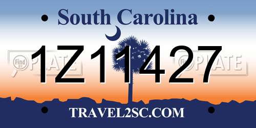 1Z11427 South Carolina License Plate