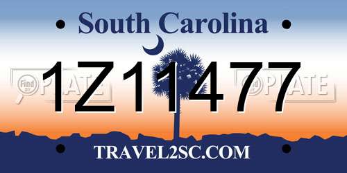 1Z11477 South Carolina License Plate