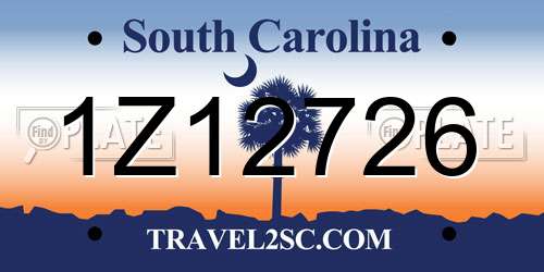 1Z12726 South Carolina License Plate