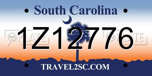 1Z12776 South Carolina License Plate