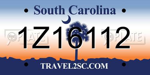 1Z16112 South Carolina License Plate