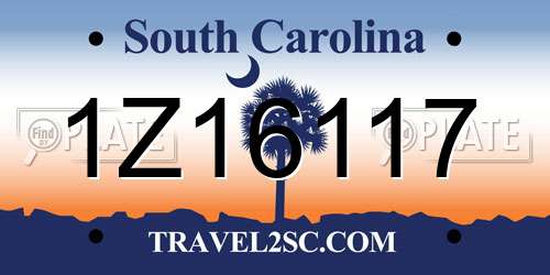 1Z16117 South Carolina License Plate