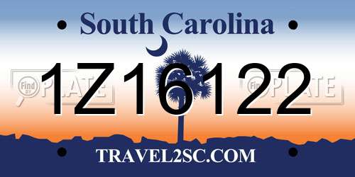 1Z16122 South Carolina License Plate