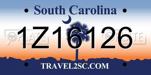 1Z16126 South Carolina License Plate