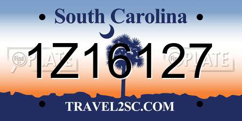 1Z16127 South Carolina License Plate