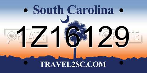 1Z16129 South Carolina License Plate