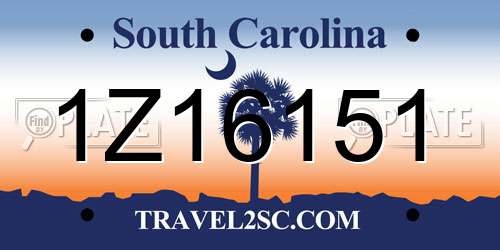 1Z16151 South Carolina License Plate
