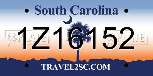 1Z16152 South Carolina License Plate