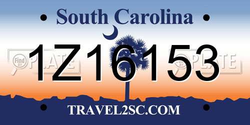 1Z16153 South Carolina License Plate