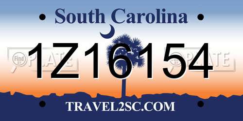 1Z16154 South Carolina License Plate