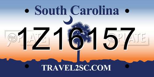 1Z16157 South Carolina License Plate