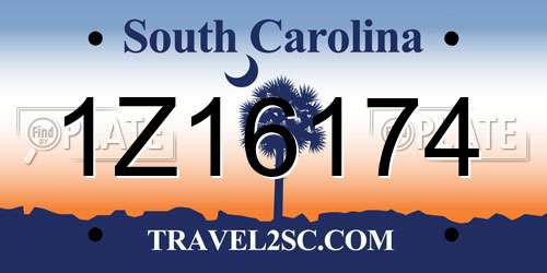 1Z16174 South Carolina License Plate
