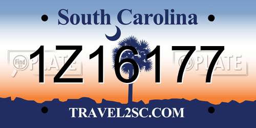 1Z16177 South Carolina License Plate