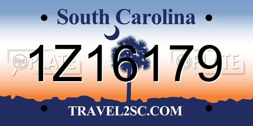 1Z16179 South Carolina License Plate