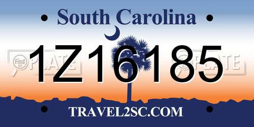 1Z16185 South Carolina License Plate